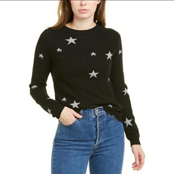 Philosophy Sweaters - Philosophy starry night cashmere blend black sweater w/ gray stars